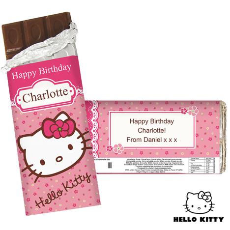 Personalised Hello Kitty Floral 100g Chocolate Bar £6.99